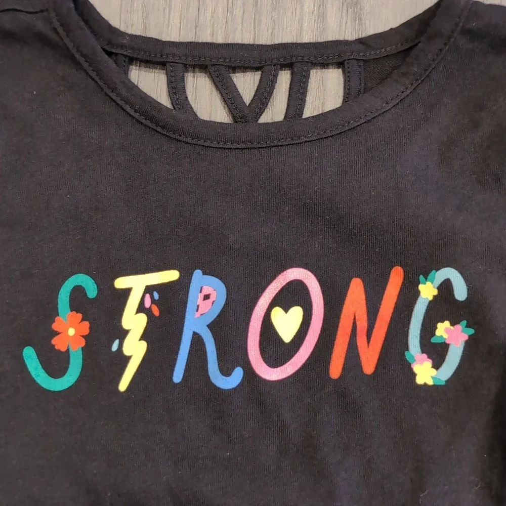 OLD NAVY Strong Long Sleeve Tshirt Strappy Back Black Girls Size Medium